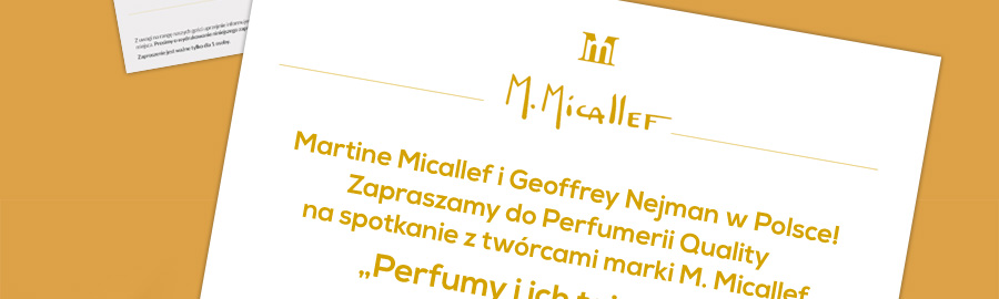 Martine Micallef i Geoffrey Nejman w Polsce! Zapraszamy do Perfumerii Quality na spotkanie z twrcami marki M. Micallef pod hasem Perfumy i ich tajemnice